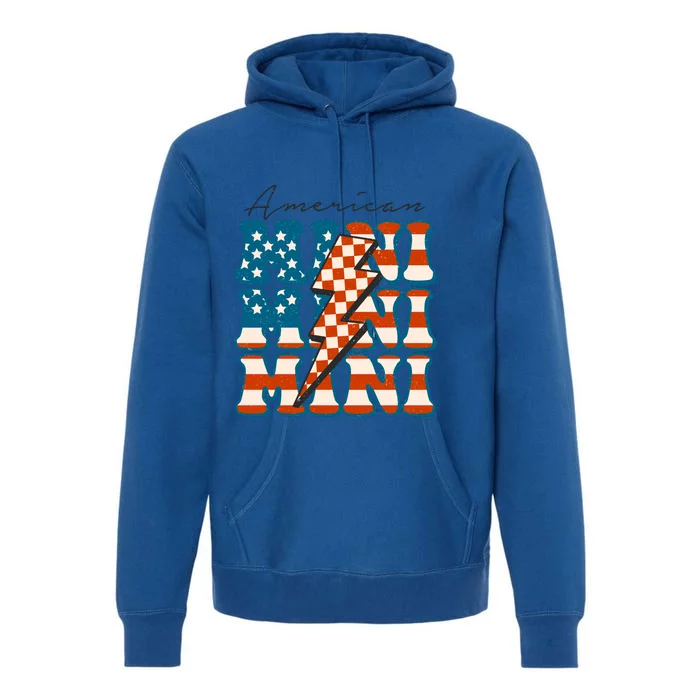 Retro Groovy Mini American 4th Of July Patriotic Mom Womens Gift Premium Hoodie