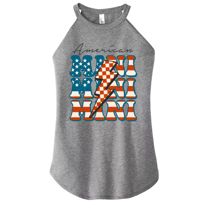 Retro Groovy Mini American 4th Of July Patriotic Mom Womens Gift Women’s Perfect Tri Rocker Tank