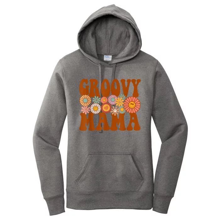 Retro Groovy Mama Matching Family 1st Birthday Party Women's Pullover Hoodie