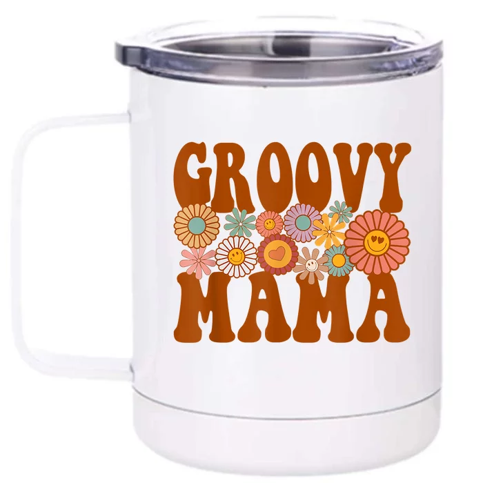 Retro Groovy Mama Matching Family 1st Birthday Party Front & Back 12oz Stainless Steel Tumbler Cup