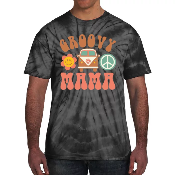 Retro Groovy Mama Matching Family Birthday Party Tie-Dye T-Shirt