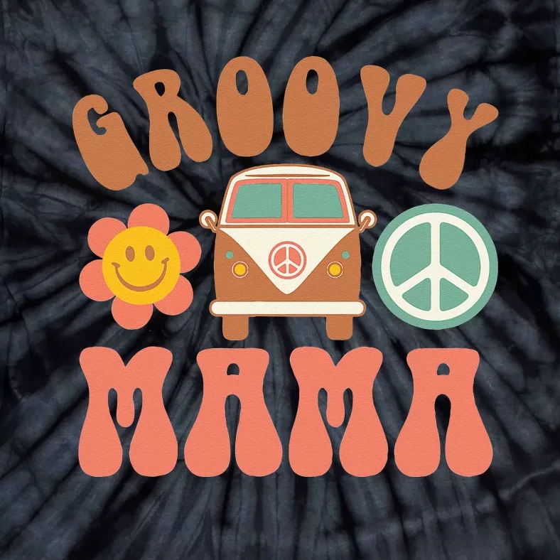 Retro Groovy Mama Matching Family Birthday Party Tie-Dye T-Shirt