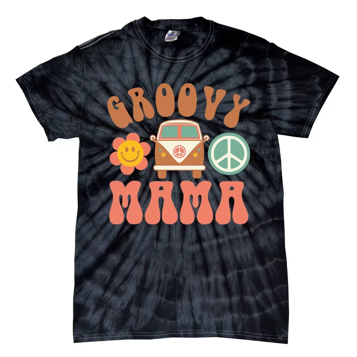 Retro Groovy Mama Matching Family Birthday Party Tie-Dye T-Shirt