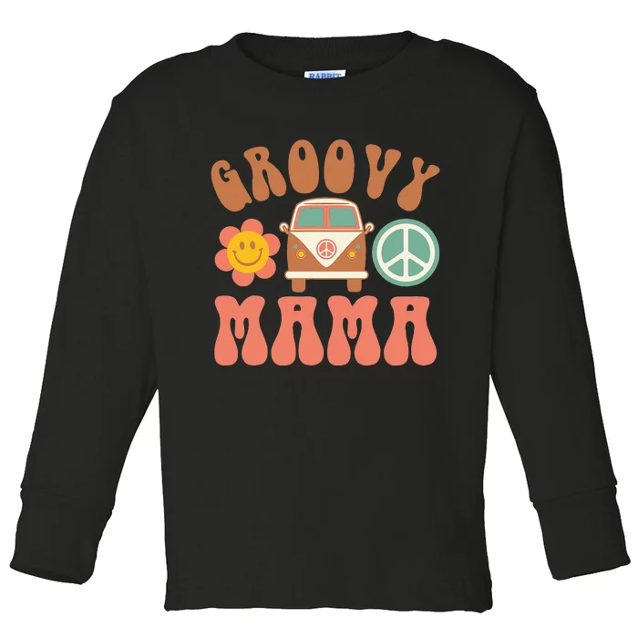 Retro Groovy Mama Matching Family Birthday Party Toddler Long Sleeve Shirt