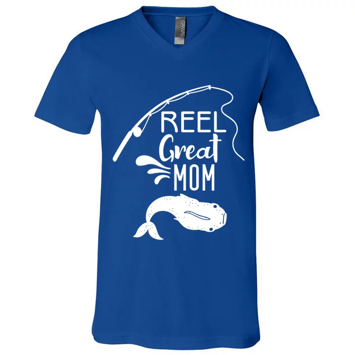 Reel Great Mom Fishing Gift V-Neck T-Shirt