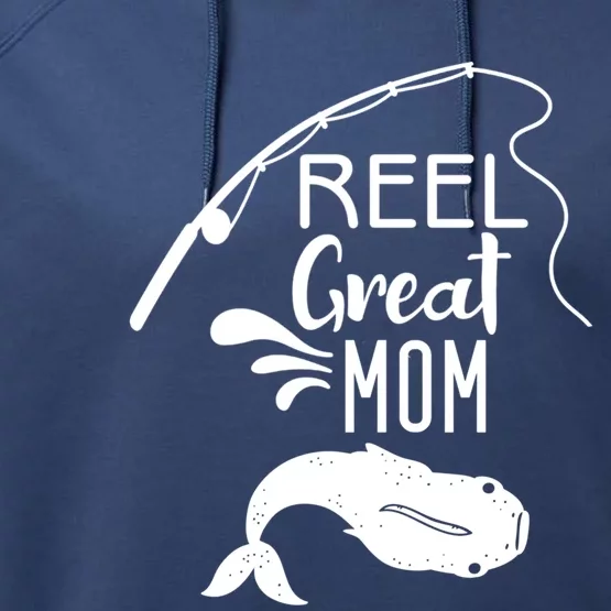 Reel Great Mom Fishing Gift Performance Fleece Hoodie