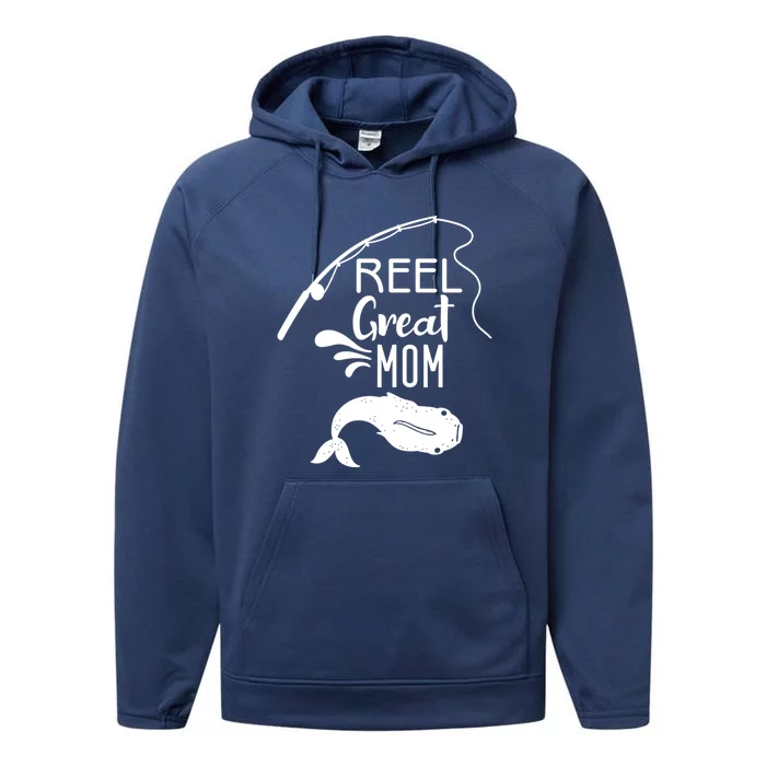 Reel Great Mom Fishing Gift Performance Fleece Hoodie