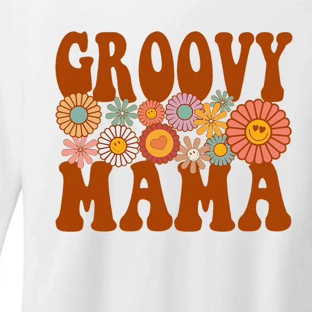 Retro Groovy Mama Matching Family 1st Birthday Party Womens CVC Long Sleeve Shirt