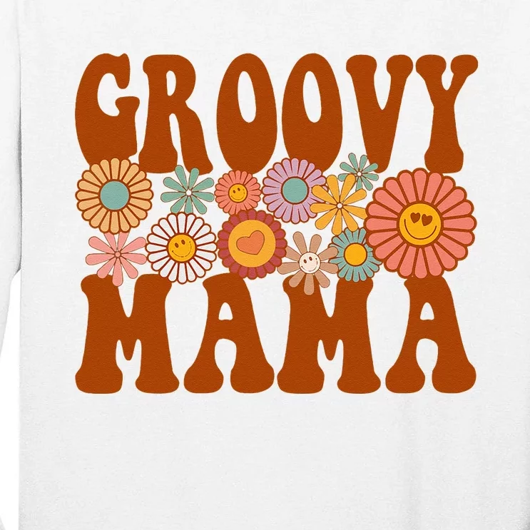 Retro Groovy Mama Matching Family 1st Birthday Party Tall Long Sleeve T-Shirt