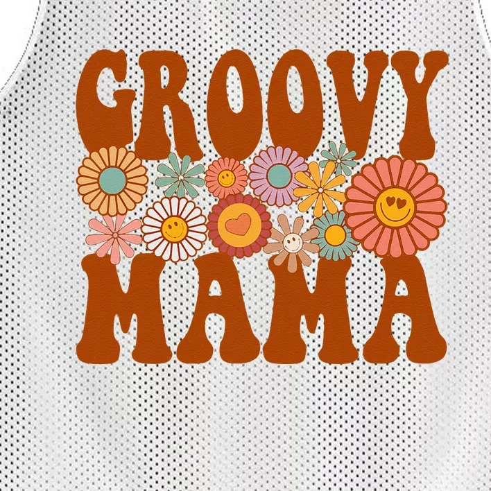 Retro Groovy Mama Matching Family 1st Birthday Party Mesh Reversible Basketball Jersey Tank