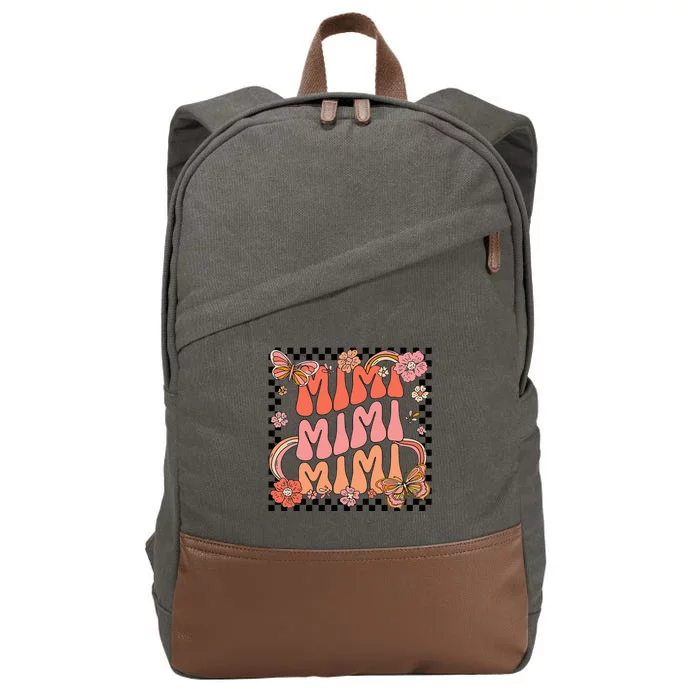 Retro Groovy Mimi Best Mimi Ever Hello Fall Thanksgiving Cotton Canvas Backpack