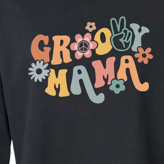 Retro Groovy Mama Matching Family 1st Birthday Party Cropped Pullover Crew