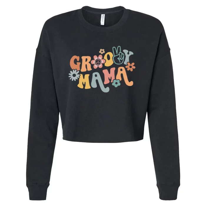 Retro Groovy Mama Matching Family 1st Birthday Party Cropped Pullover Crew