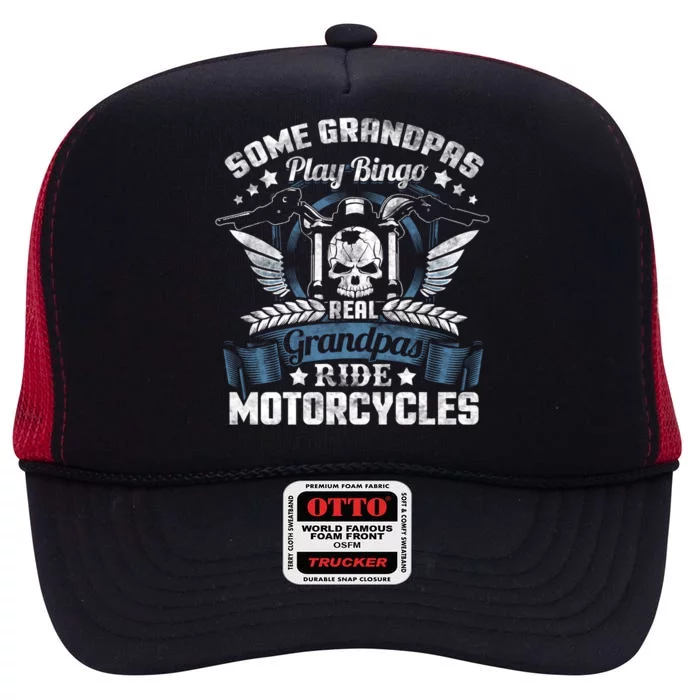 Real Grandpa Motorcycle Gift Biker Gift Great Gift High Crown Mesh Trucker Hat