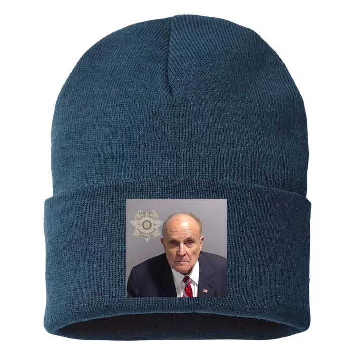 Rudy Giuliani Mugshot Sustainable Knit Beanie