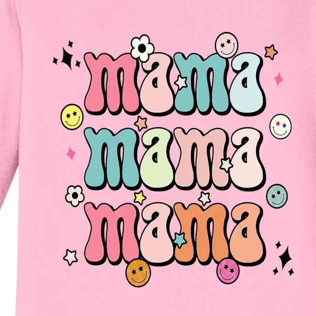 Retro Groovy Mama Matching Family Mother's Day Party Baby Long Sleeve Bodysuit