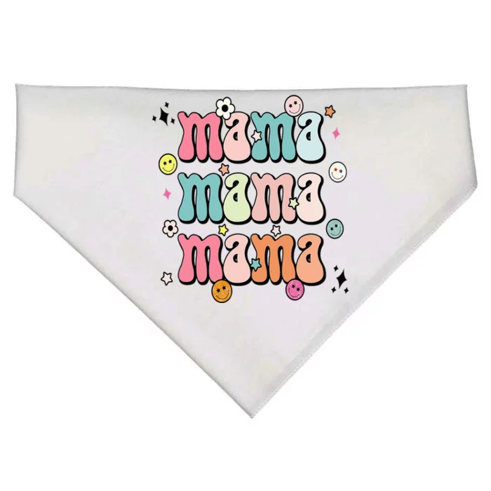 Retro Groovy Mama Matching Family Mother's Day Party USA-Made Doggie Bandana