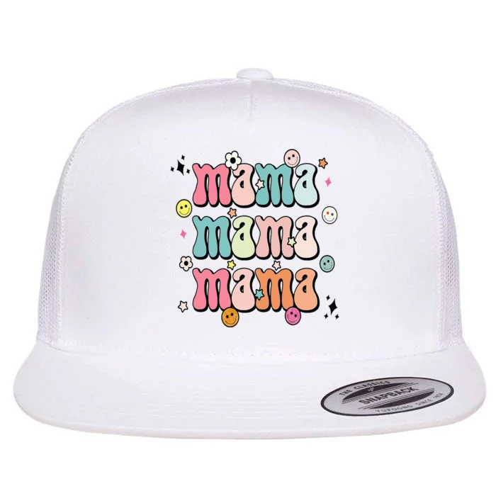 Retro Groovy Mama Matching Family Mother's Day Party Flat Bill Trucker Hat