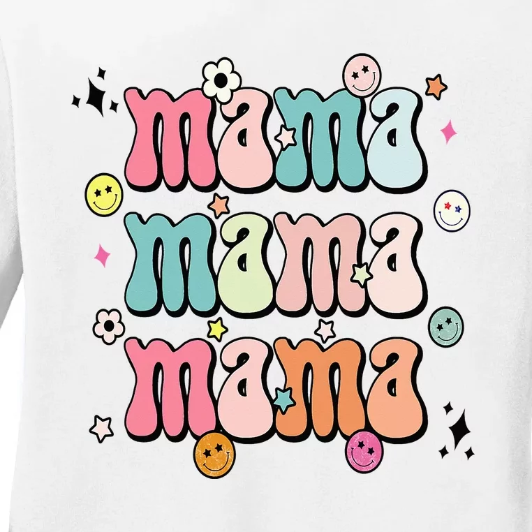 Retro Groovy Mama Matching Family Mother's Day Party Ladies Long Sleeve Shirt