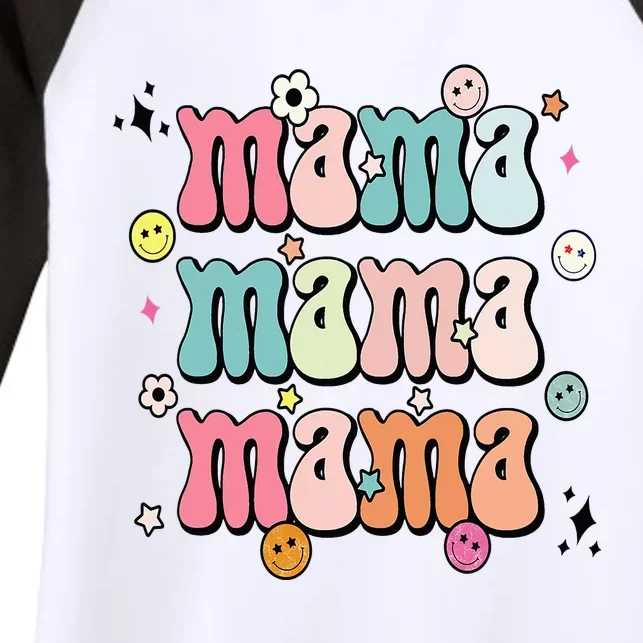 Retro Groovy Mama Matching Family Mother's Day Party Women's Tri-Blend 3/4-Sleeve Raglan Shirt