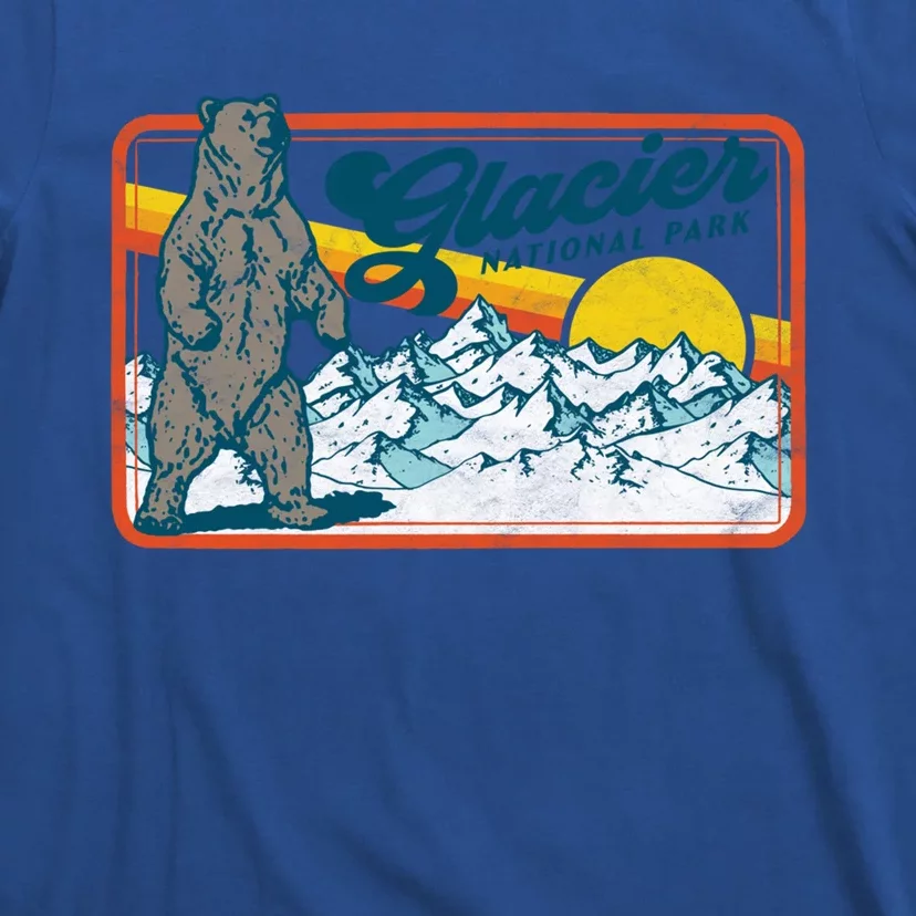 Retro Glacier National Park 80s Bear Graphic 80s Gift T-Shirt