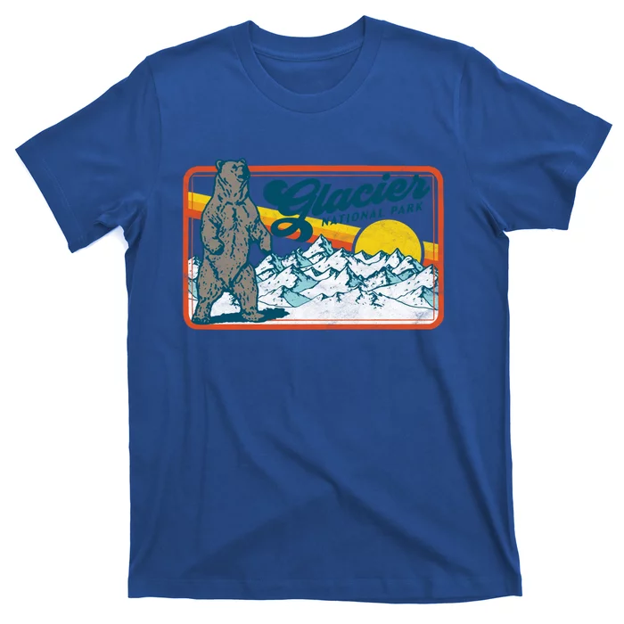 Retro Glacier National Park 80s Bear Graphic 80s Gift T-Shirt