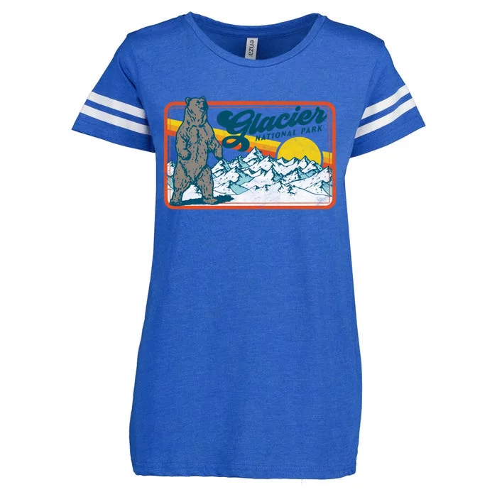 Retro Glacier National Park 80s Bear Graphic 80s Gift Enza Ladies Jersey Football T-Shirt