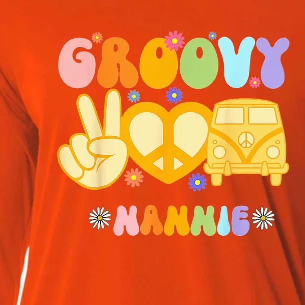 Retro Groovy Nannie Grandma Family Matching Mothers Day Cooling Performance Long Sleeve Crew