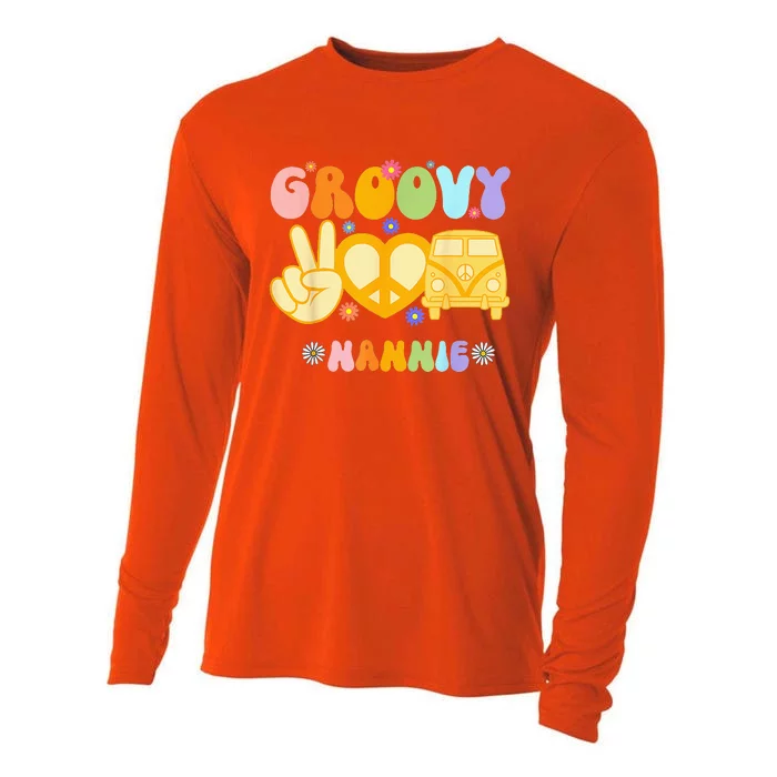 Retro Groovy Nannie Grandma Family Matching Mothers Day Cooling Performance Long Sleeve Crew