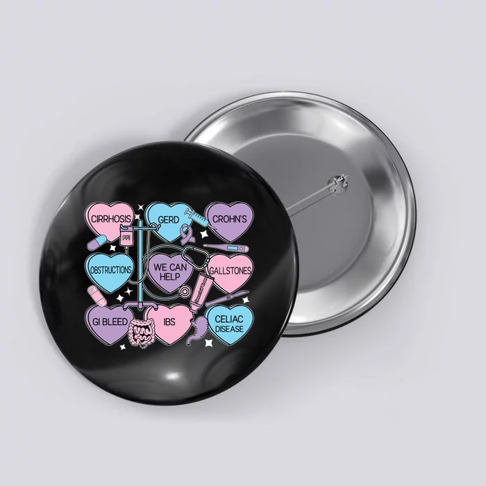 Retro Gi Nurse Gastroenterology Candy Heart Valentines Day Button