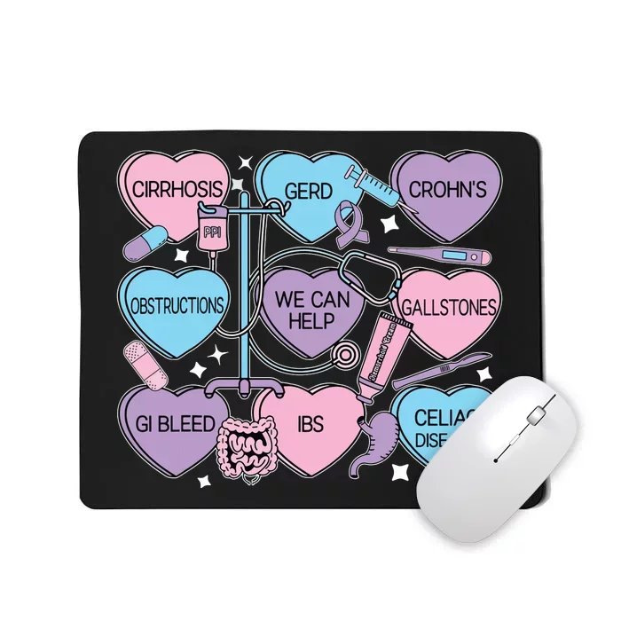 Retro Gi Nurse Gastroenterology Candy Heart Valentines Day Mousepad