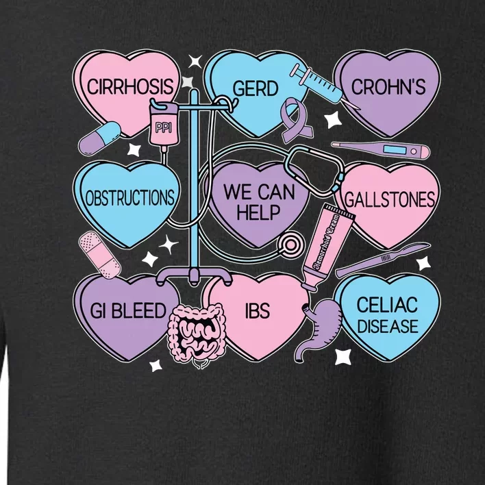 Retro Gi Nurse Gastroenterology Candy Heart Valentines Day Toddler Sweatshirt