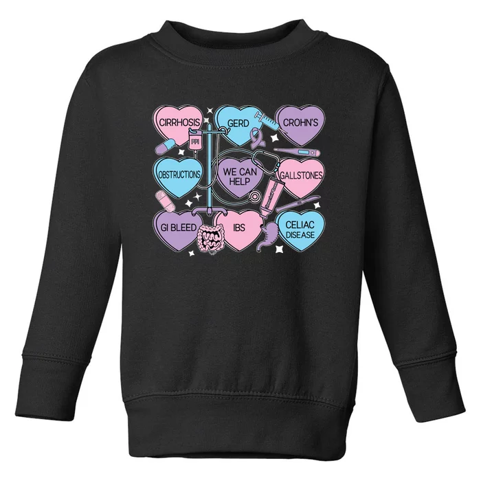 Retro Gi Nurse Gastroenterology Candy Heart Valentines Day Toddler Sweatshirt