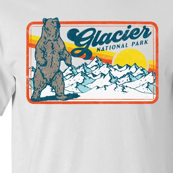 Retro Glacier National Park 80s Bear Graphic 80s Swea Tall T-Shirt