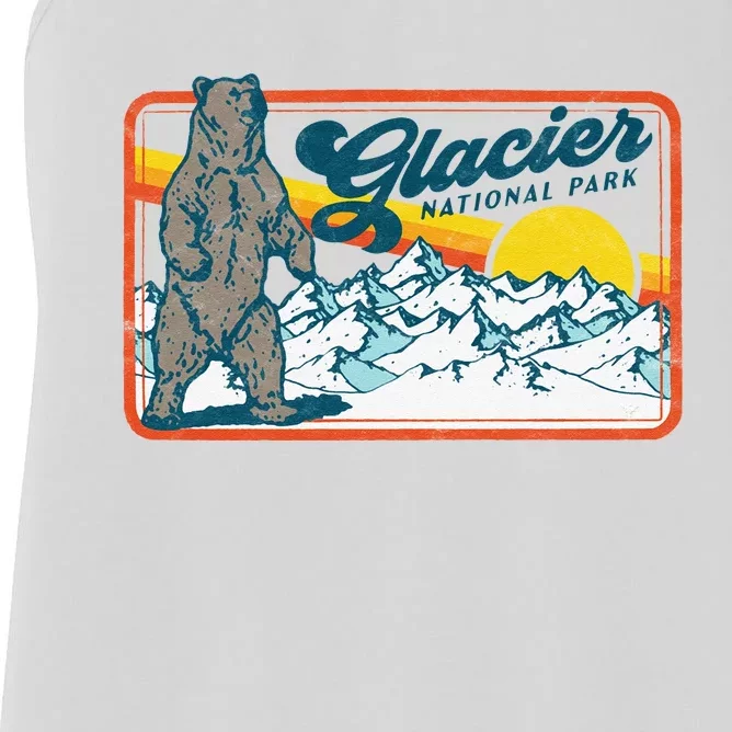 Retro Glacier National Park 80s Bear Graphic 80s Swea Women's Racerback Tank