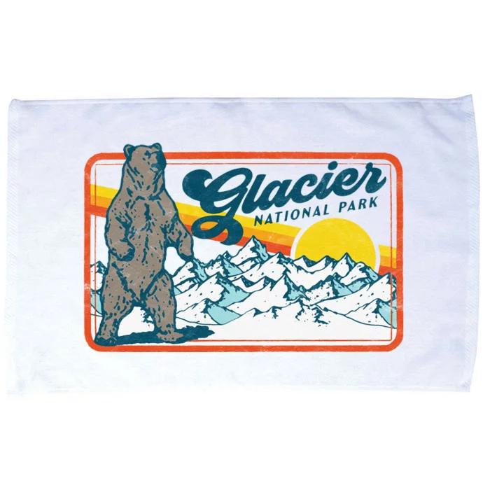 Retro Glacier National Park 80s Bear Graphic 80s Swea Microfiber Hand Towel