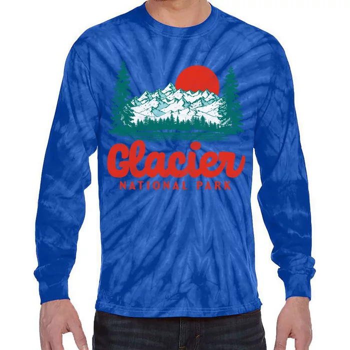 Retro Glacier National Park 80S Mountain Cool Gift Tie-Dye Long Sleeve Shirt