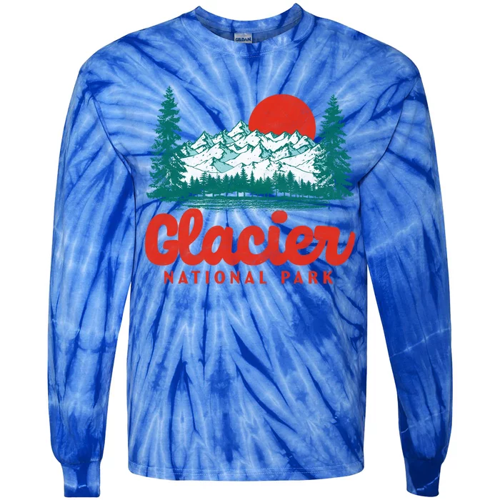 Retro Glacier National Park 80S Mountain Cool Gift Tie-Dye Long Sleeve Shirt