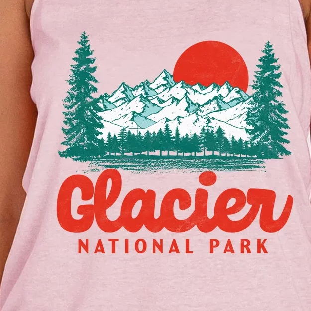 Retro Glacier National Park 80S Mountain Cool Gift Women's Knotted Racerback Tank