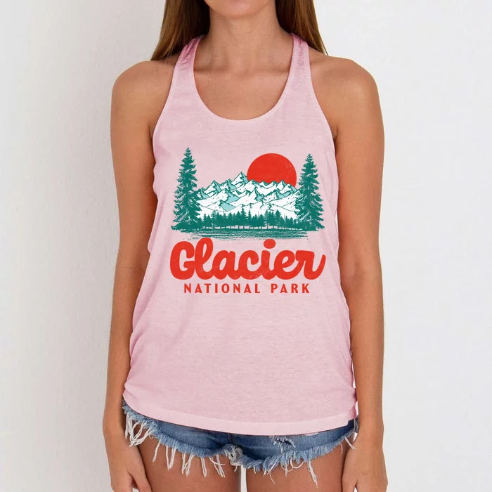 Retro Glacier National Park 80S Mountain Cool Gift Women's Knotted Racerback Tank