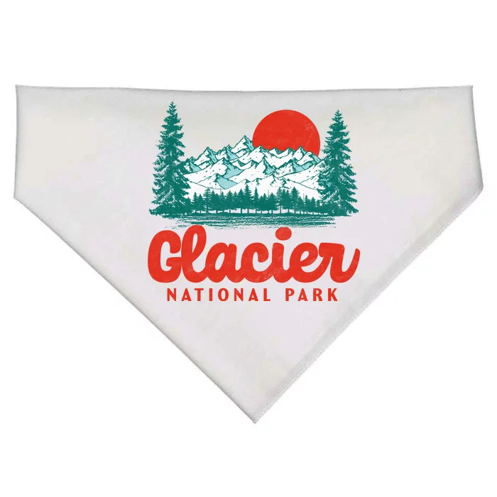 Retro Glacier National Park 80S Mountain Cool Gift USA-Made Doggie Bandana