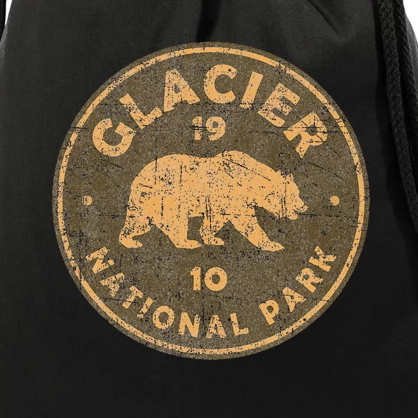 Retro Glacier National Park Montana Hiking Drawstring Bag