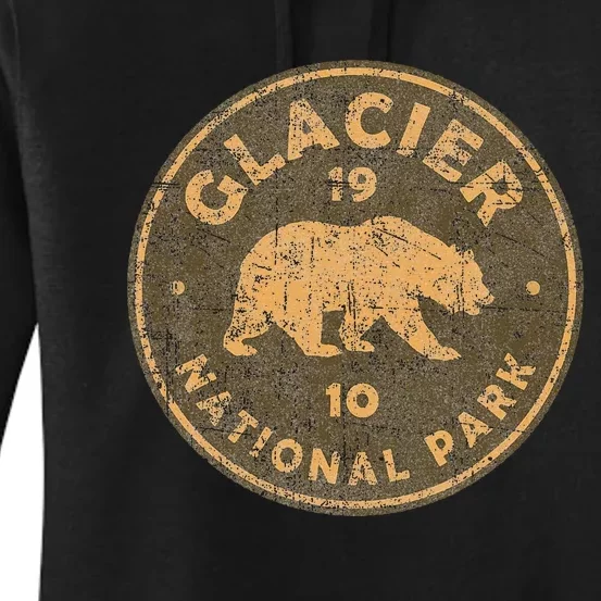 Retro Glacier National Park Montana Hiking Women's Pullover Hoodie