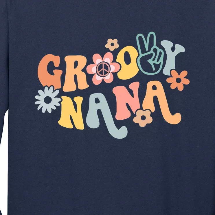 Retro Groovy Nana Matching Family 1st Birthday Party Long Sleeve Shirt