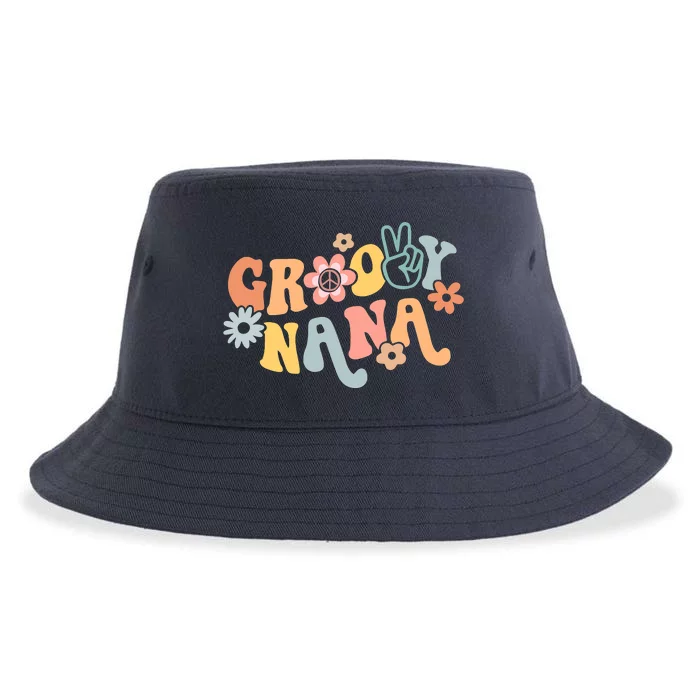 Retro Groovy Nana Matching Family 1st Birthday Party Sustainable Bucket Hat