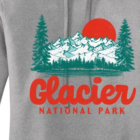 Retro Glacier National Park 80's Mountain Women's Pullover Hoodie