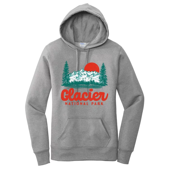 Retro Glacier National Park 80's Mountain Women's Pullover Hoodie