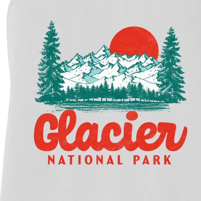 Retro Glacier National Park 80's Mountain Women's Racerback Tank