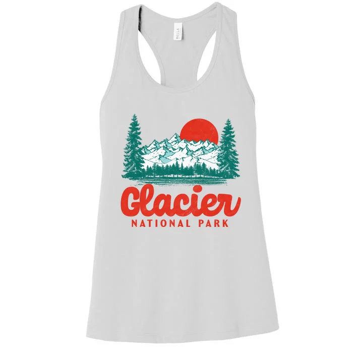 Retro Glacier National Park 80's Mountain Women's Racerback Tank