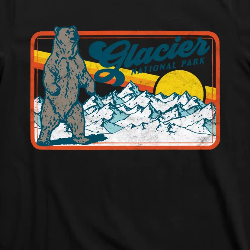 Retro Glacier National Park 80's Bear Graphic 80s Meaningful Gift T-Shirt